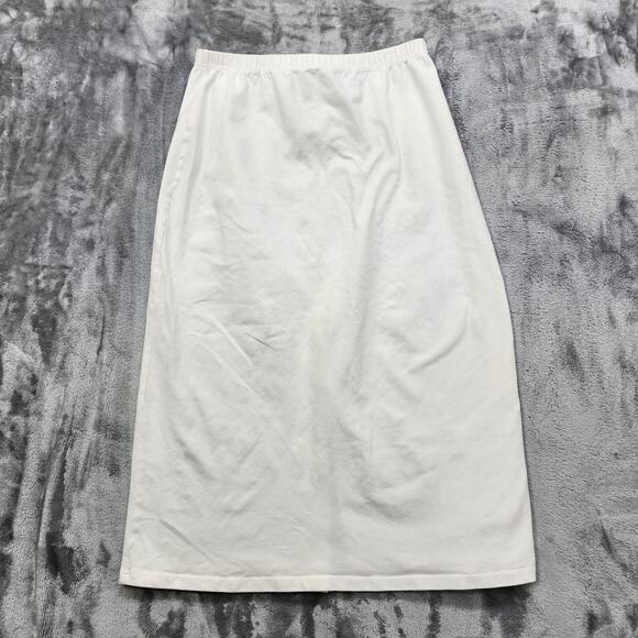 Vintage Russ Liz Claiborne Skirt Womens L 12/14 White Pull On Midi Back Slit - Picture 1 of 10